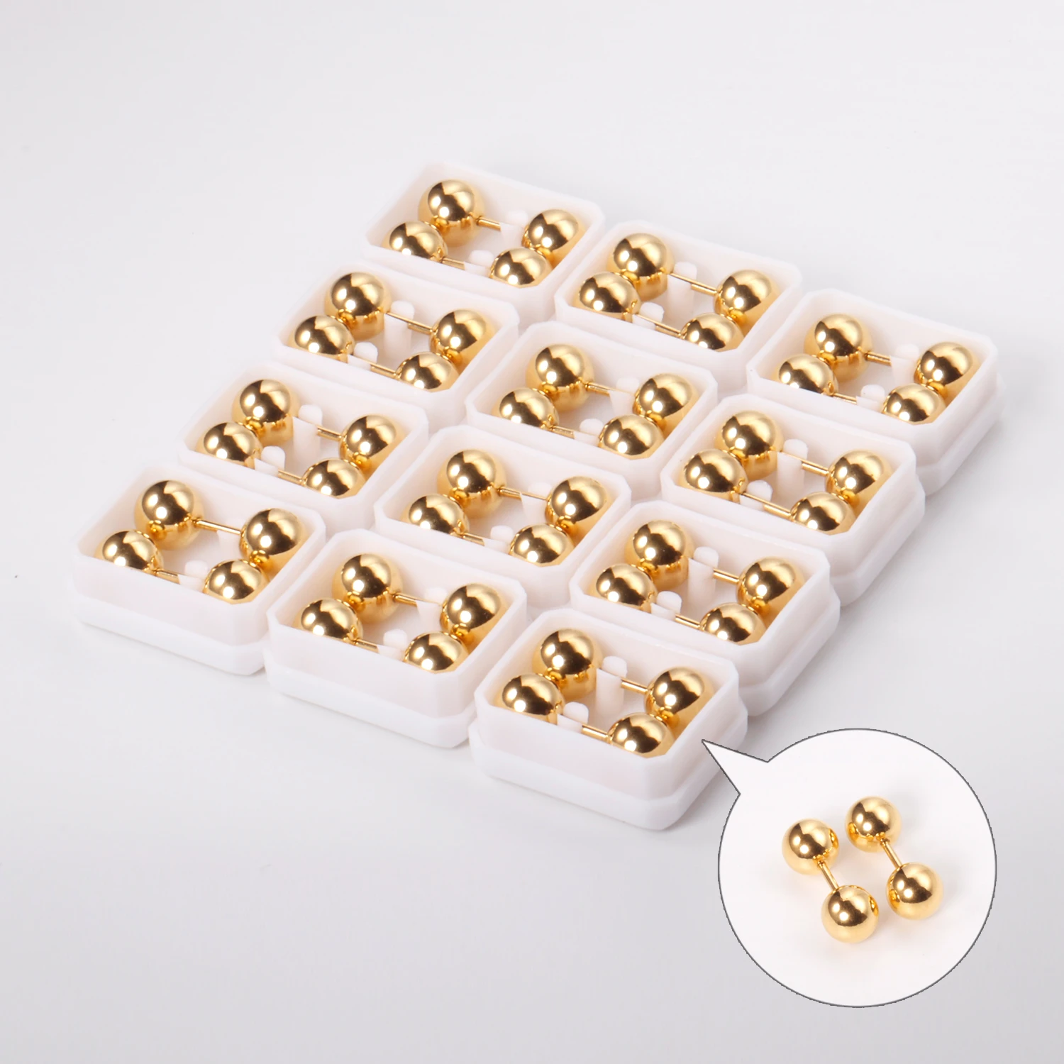 Pendientes redondos de bola para mujer, niña, niño y de acero inoxidable 316L, antialérgicos, accesorios de joyería, 12 pares|Aretes| -