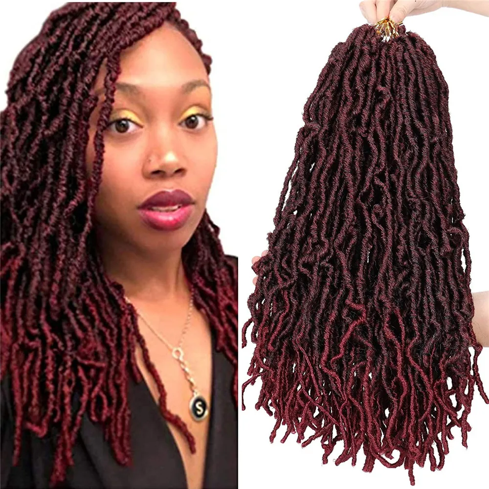 

Kong&Li 18inch Goddess Faux Loc Crochet Hair Synthetic Soft Messy Boho Ombre Braiding Hair Extension Natural Look Nu Locs Hair