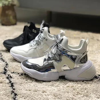 

Dad Shoes nv wang Red 2020 New Increased Casual Leather Color Sneakers White Sneakers Women