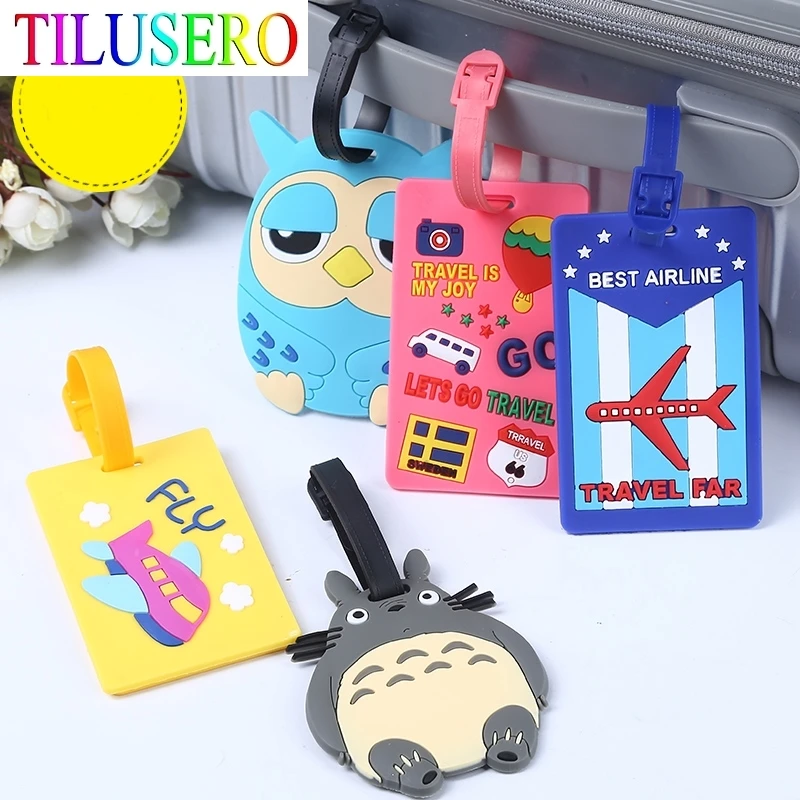 Label Luggage-Tag Travel-Accessories Suitcase Address-Holder Cartoon Map Fashion ID Silica