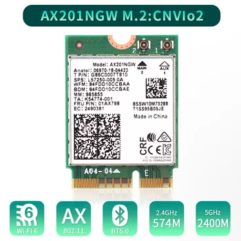 

Wi-Fi 6 Intel AX201 M.2 Key E CNVio 2 Wifi Card Dual Band 3000Mbps Wireless Bluetooth 5.0 2.4Ghz/5Ghz 802.11ac/ax AX201NGW