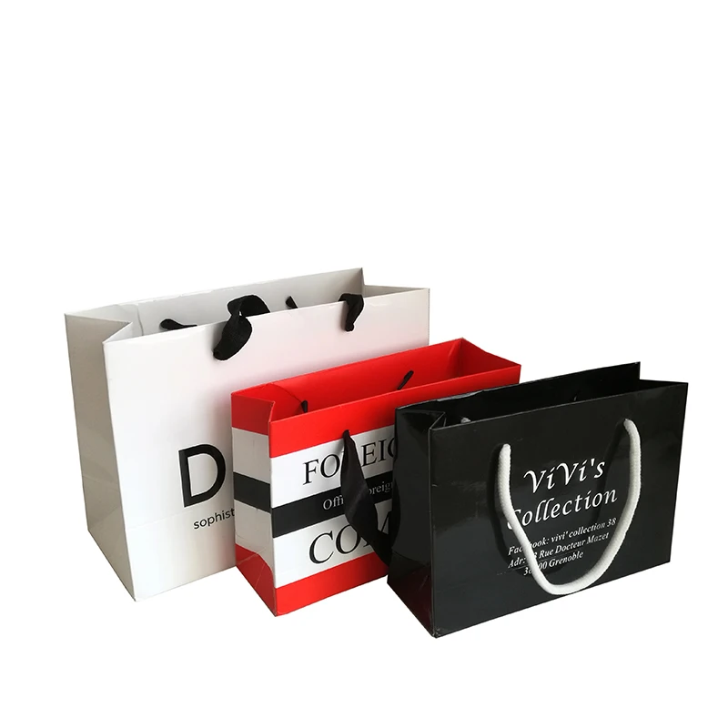 Роскошные высококачественные бумажные сумки для покупок с ленточной ручкой