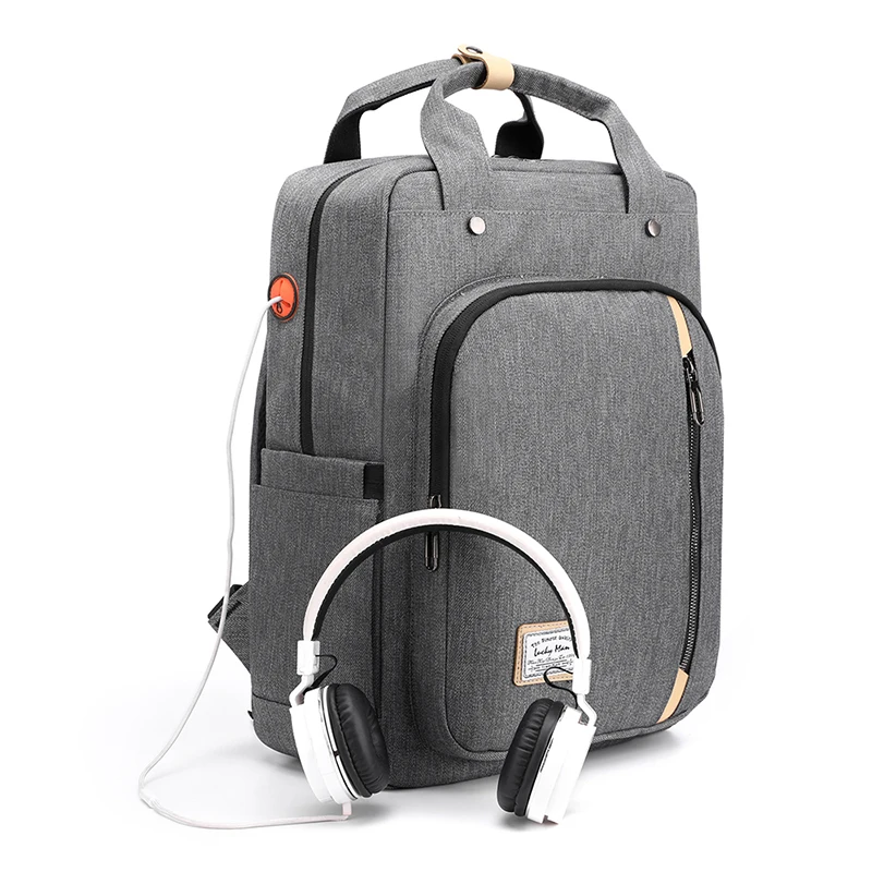 US $29.69 School Bag Mens Backpack For Laptop 15 HighQuality Waterproof British Style Male Computer Bag Usb Headphone Jack Backpack Gray