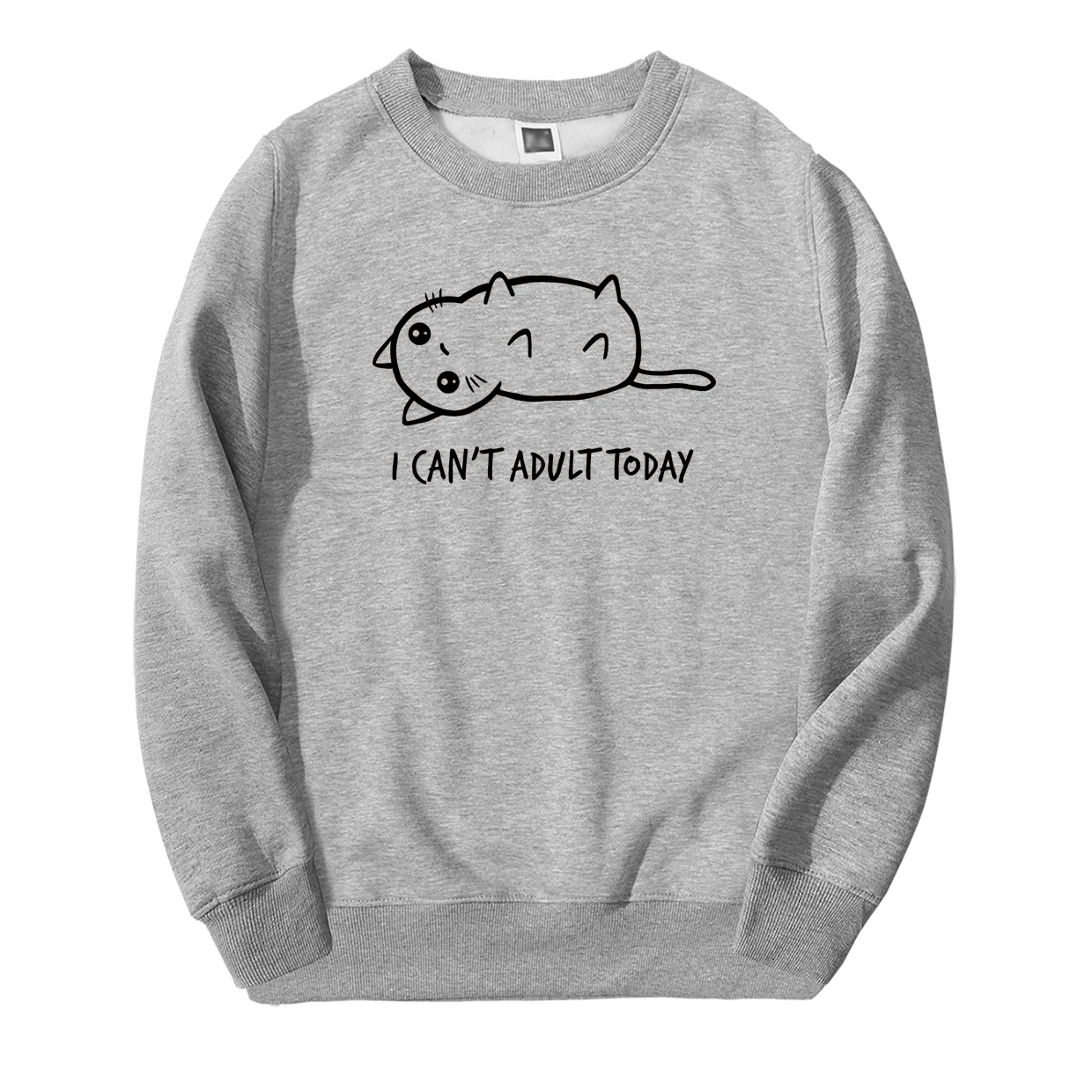 I Can't Adult Today Print Sweatshirt Kawaii Cats Fashion Cartoon Harajuku Fleece Fitness Streetwear Mens Spring Winter Hoodie | Мужская