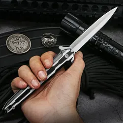 EDC couteau de poche Portable pliant 9CR18MOV en acier, outil d'auto défense, ouverture rapide, tranchant, chasse en plein air, sauvetage, 1 pièce 