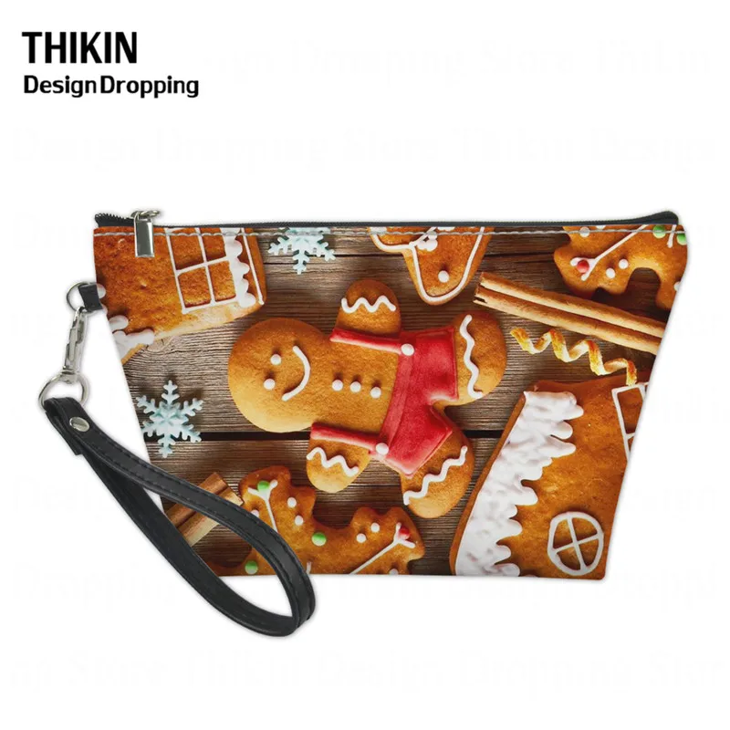 THIKIN Merry Christmas чехол для косметики с принтом для женщин, красные кожаные дорожные сумки для туалетных принадлежностей, Дамский портативный комплект для мытья, сумка для девочек - Цвет: as picture