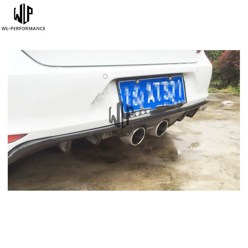 Golf 7 R линия углеродного волокна задний бампер спойлер Средний два выхода выхлопной губы для Volkswagen Golf 7 R переоборудование R20 14-UP