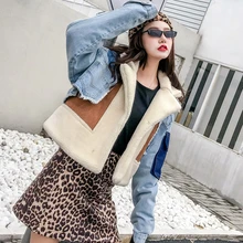 Модное короткое зимнее пальто wram женская искусственная куртка из овчины парка джинсовая Pactwork шуба женская уличная Джинсовая Верхняя одежда HHP30