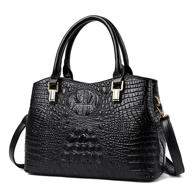 

Luxury Alligator Lady Handbags for Female Trendy Soft Embossed PU Crossbody Shoulder Bags Women Black Brown Large Capacity FH275