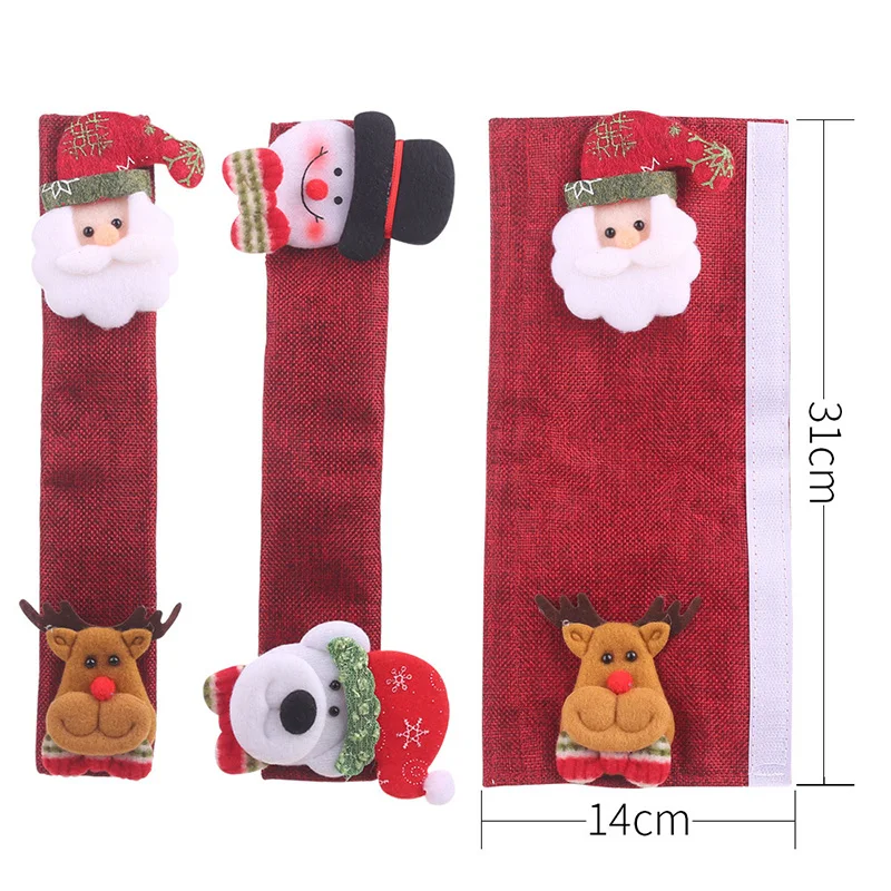 

4PCS Handle Cover Christmas Decoration Microwave Oven Refrigerator Kitchen Kit 31*14cm Refrigerator Handle Covers