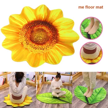 

Modern Area Rug Carpet Non Slip Green Leaves Flower Shape Floor Mat for Home J2Y