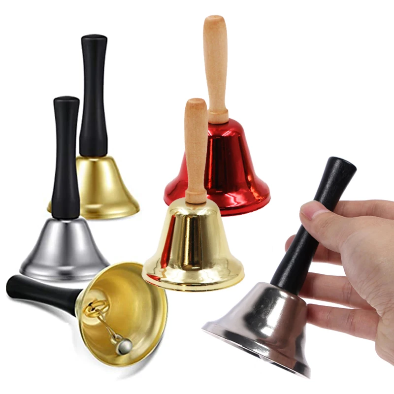 Christmas Hand Bell Santa Claus Jingle Bells Gold Silver School
