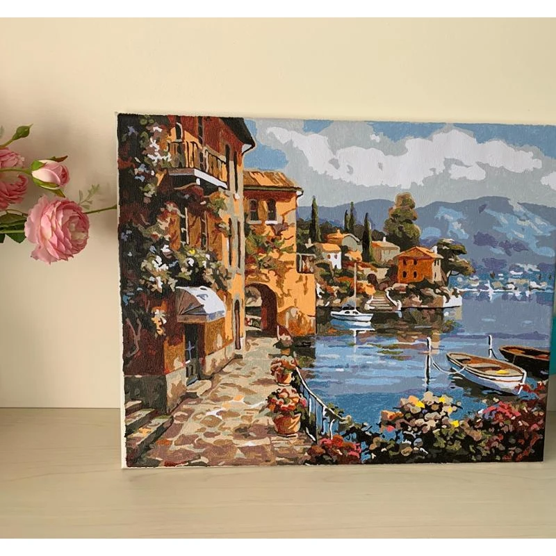 GATYZTORY Paint By Numbers for Adults Children DIY Hand-Painted Oil Painting Town Landscape Picture Home Decoration