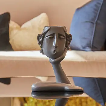 

$ Europe Resin Portrait Vase Decoration Crafts Ornament Modern Minimalist Figurine Livingroom TV Cabinet Statue Home Furnishing