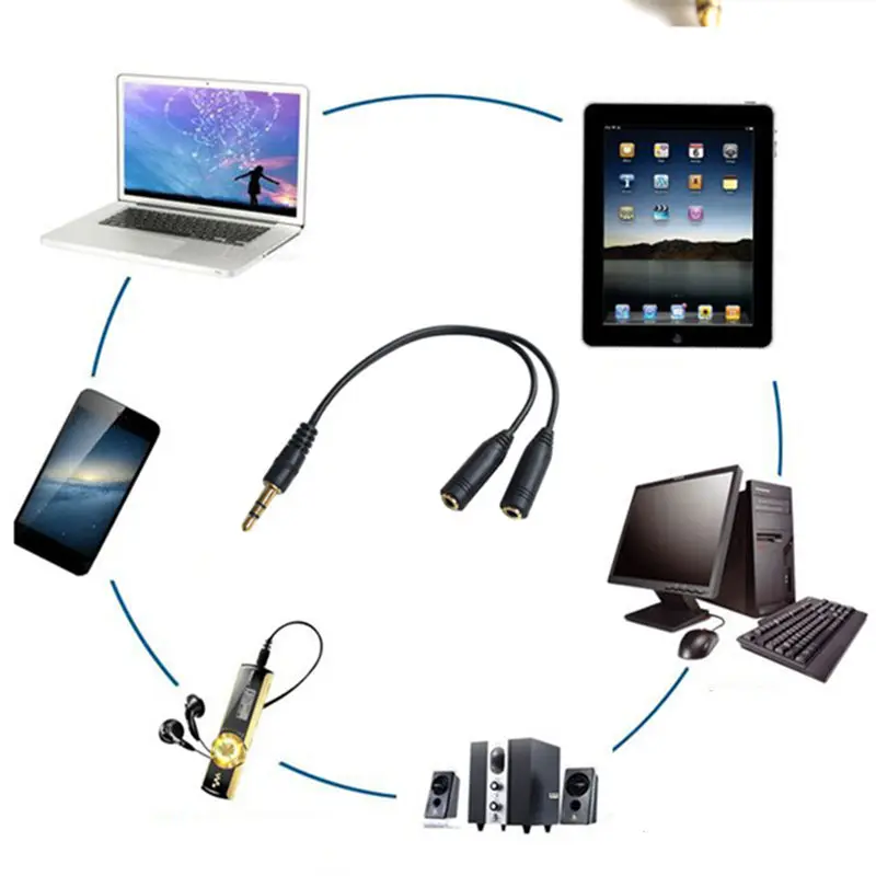 Headphone Splitter Audio Cable 3 5mm Male to 2 Female Jack 3 5mm Splitter Adapter Aux Cable for iPhone Samsung huawei MP3 Player