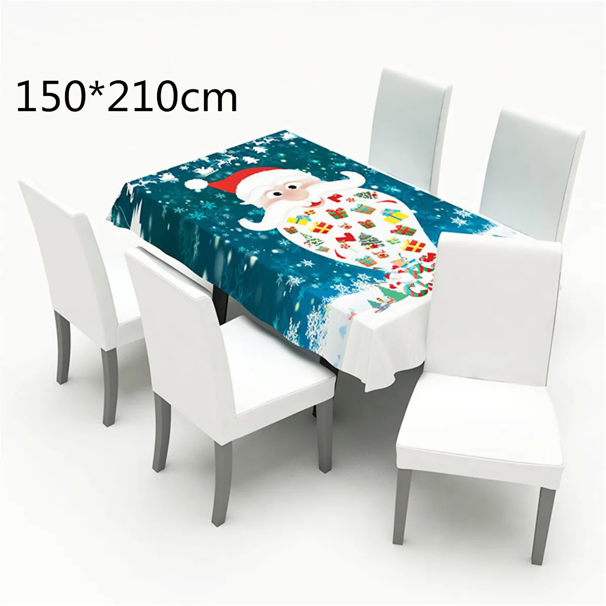 Tablecloth 150x210 1/комплект из 2 предметов, накидка для сиденья Рождество Клаус Эластичный чехол год украшение дома - Цвет: Tablecloth 150x210