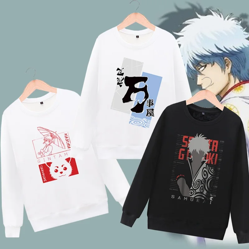 Унисекс с рисунком из аниме «GINTAMA Саката гинтоки круглая горловина с капюшоном "гинтама" пятиконечная звезда Повседневное куртка с капюшоном Футболки с круглым воротом и Повседневное куртка