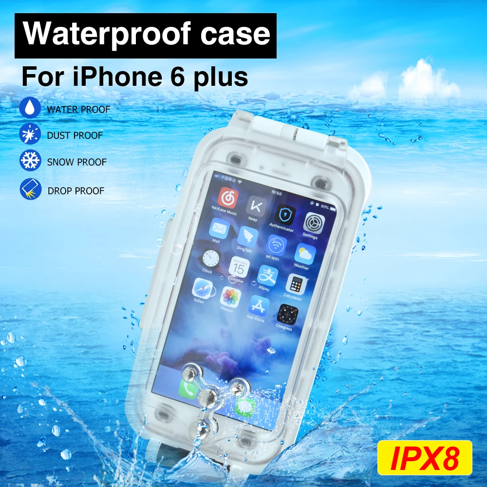 Водонепроницаемый чехол для телефона для iphone 6 плюс 40 м подводный дайвинг мобильный телефон защитная крышка корпуса 1 шт