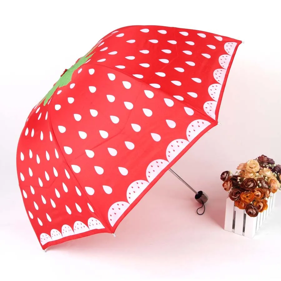 

Aurora Umbrella Factory Supply of Goods Direct Selling Customizable TS-1270 Folding Umbrella cayi san Strawberry Cartoon Gift Um