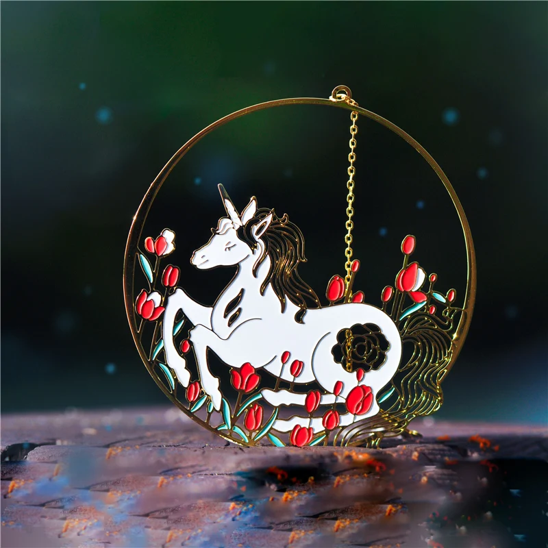 

Original design, unicorn, metal bookmark, creative art, retro, small, refreshing, antique, classical Chinese style.