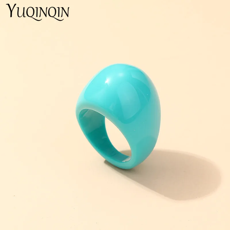 Large Cute Sweet Acrylic Rings For Teen Girls Big Colorful Resin Finger Rings For Women Minimalist Multicolor Fashion