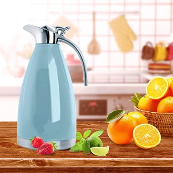 

2L Stainless Steel Coffee Thermal Carafe/Double Walled Vacuum Insulated/24 Hour Heat Retention(Blue)