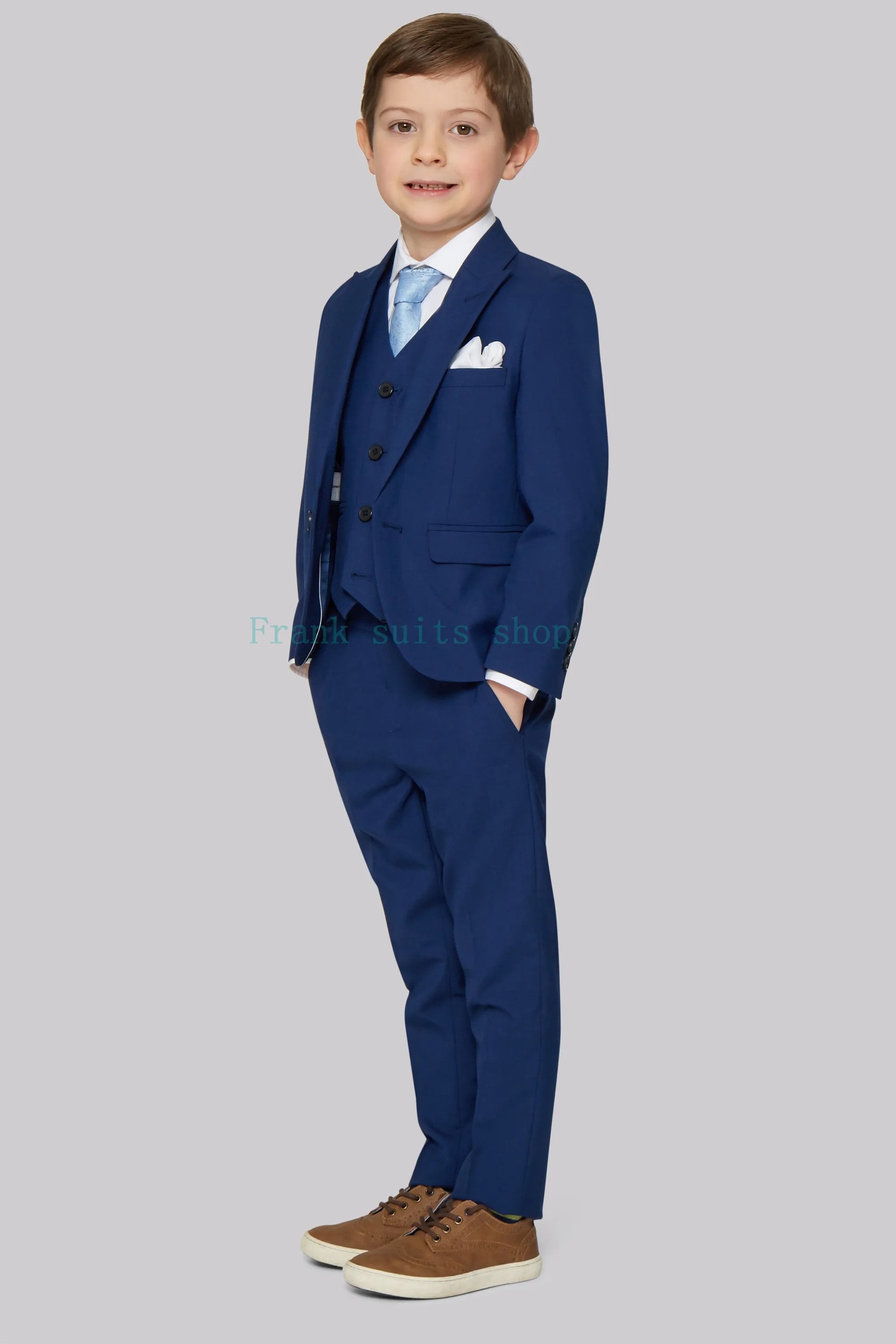 

Formal Boys Dress Suit Flower Spring Autumn Child Wedding Party Performance Costume Kids Blazer Vest Pants Clothes Set