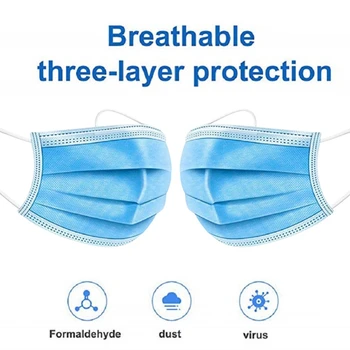 

Anti-Pollution 3 Laye Mask 20/50/100pcs Disposable Mask Dust-proof And Breathable Safety Elastic Facial Masks Drop Shipping
