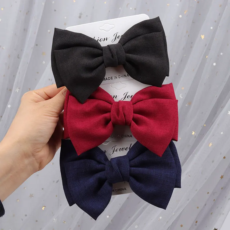 Elegant Handmade Double-Layer Flax Fabric Bow Hair Clip