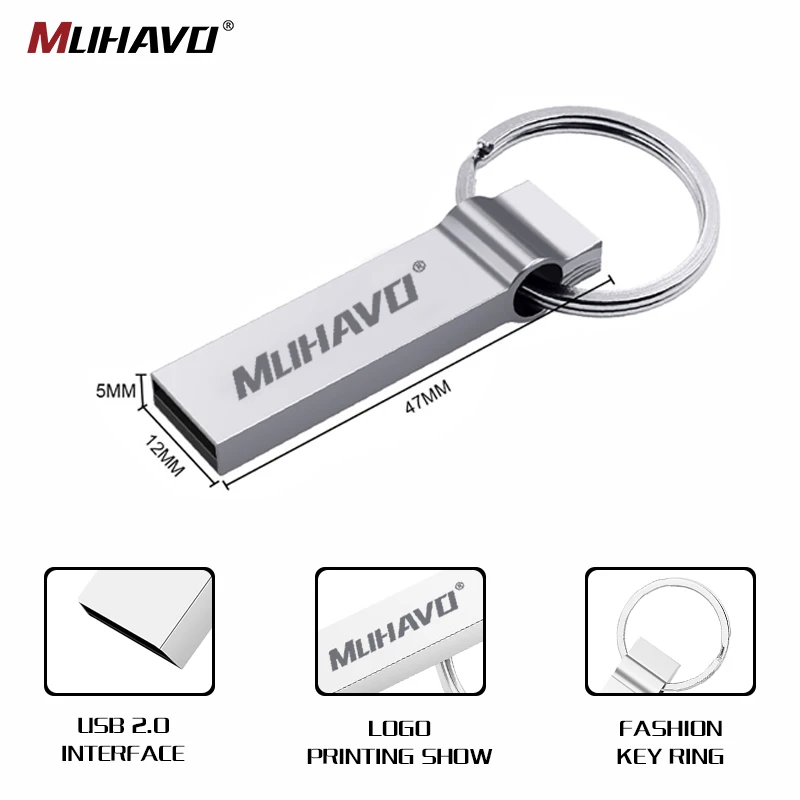 Usb флеш накопитель 128 ГБ металлическая ручка 64 32 16 водонепроницаемая флешка 8