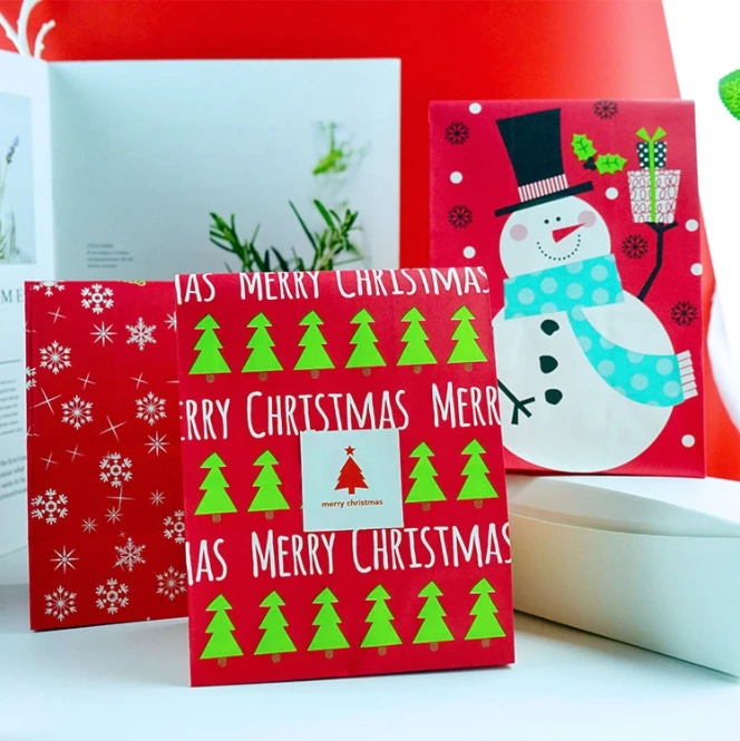 

Merry Christmas Candy Gift Bag, Food Cookies Packing Paper Bags,Christmas Party Decor Supplies 6pcs/lot
