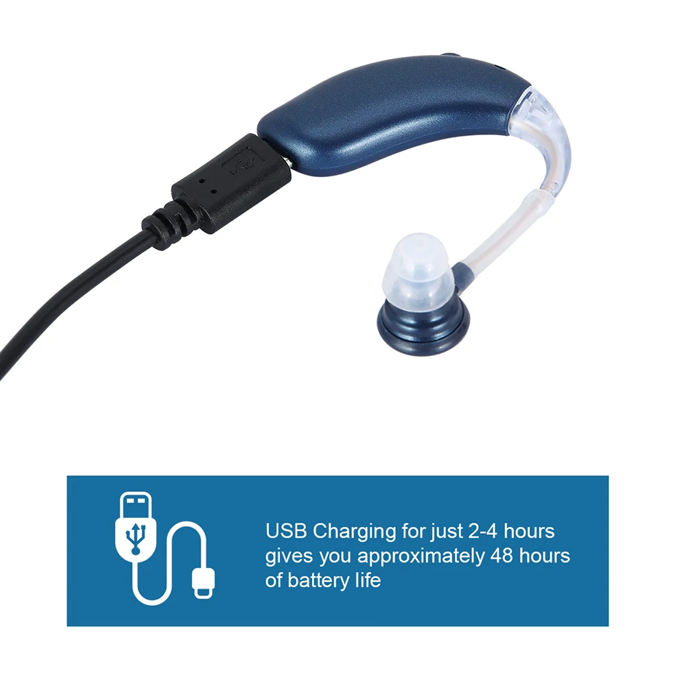Перезаряжаемый через USB мини слуховой аппарат BTE для пожилых людей портативный