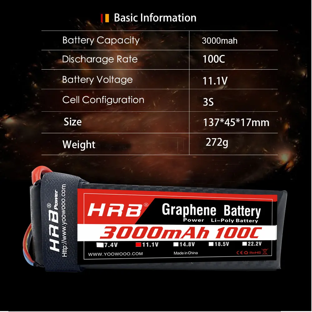 Высокая скорость HRB 3S Lipo батарея 3000 мАч Графен батарея 100C с XT90 Разъем для RC автомобилей грузовик запчасти Deans T XT60 Разъемы