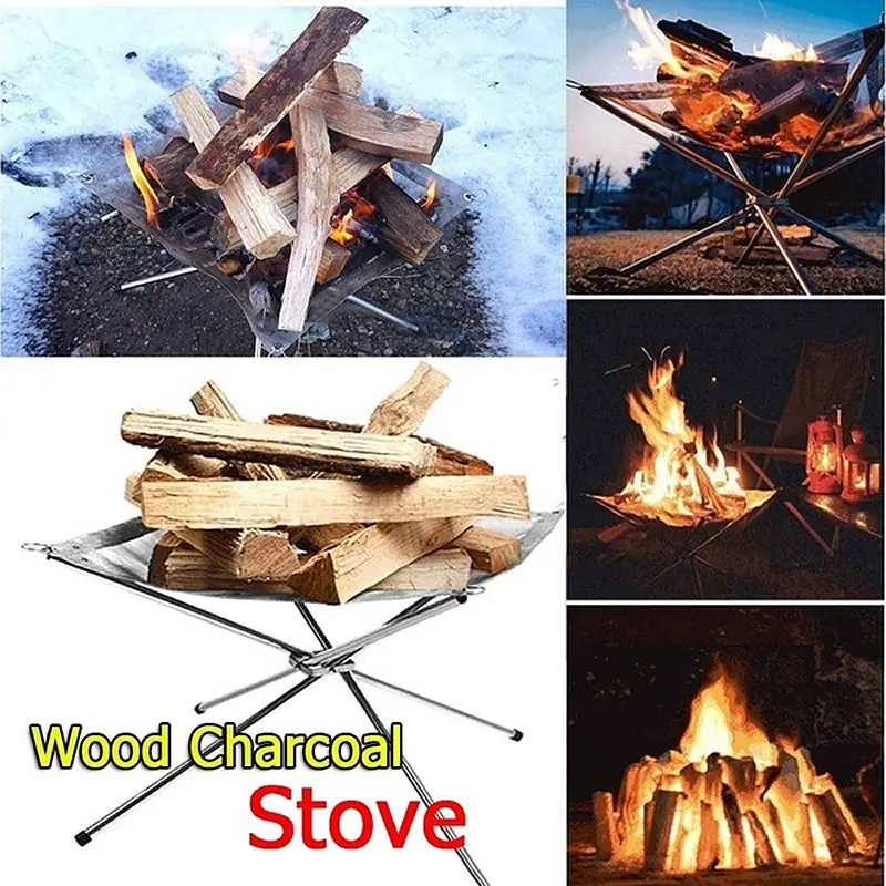 Charcoal Stove Fire-Frame Camping-Tools Portable Wood Outdoor Fast-Heating Pit-Stand