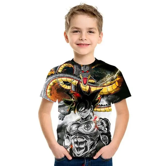 Крутая Детская футболка с принтом в виде Dragon Ball Z Goku Saiyan, модные топы с короткими рукавами для мальчиков и девочек - Цвет: PT-249
