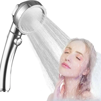 

Shower Head High Pressure Booster Sprayer Handheld 3 Modes Settings ON/OFF Pause Switch Water Saving Plastic Bathing Nozzle