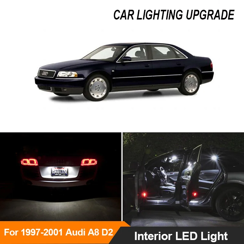 

17x Canbus Bulbs White Interior LED Light Kit For 1997-2001 Audi A8 D2 Accessories Map Door Glove Box License plate light Lamp
