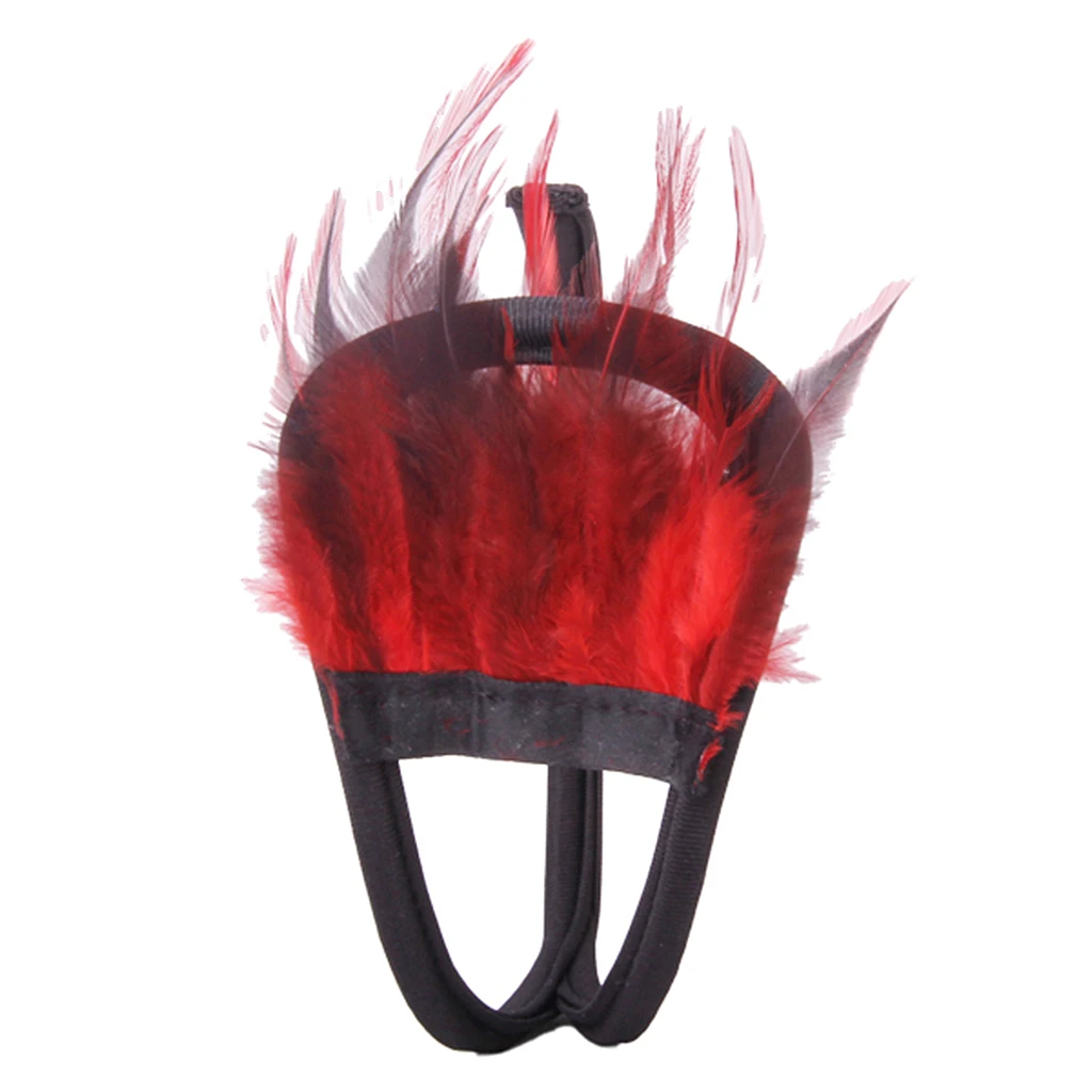 Женское соблазнительное нижнее белье C string украшенное перьями красные + черные