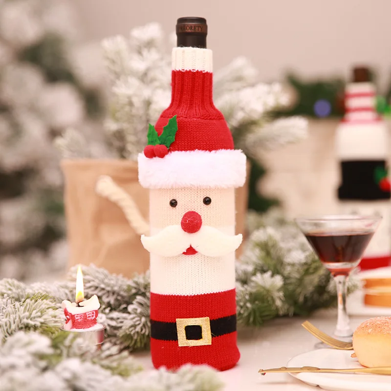  2019 Christmas Decorations Table Dinner Christmas Wine Set Dress Suit Wine Bottle Ornament Christma