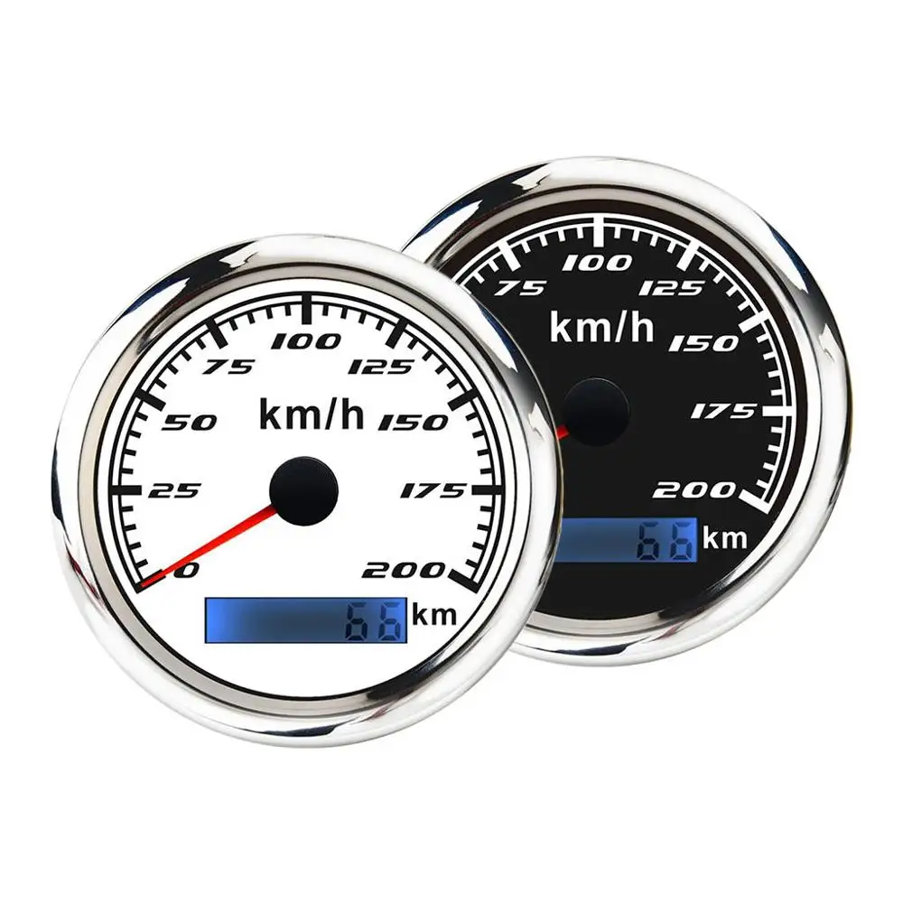 200mph 85mm Boat Digital Speedometer Gauge Lcd Display Led Marine