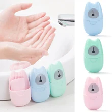 

Cute Mini Soap Paper Whitening Soap Disposable Boxed Paper Soap Travel Camping Portable Hand Washing Box Scented Slice Sheets