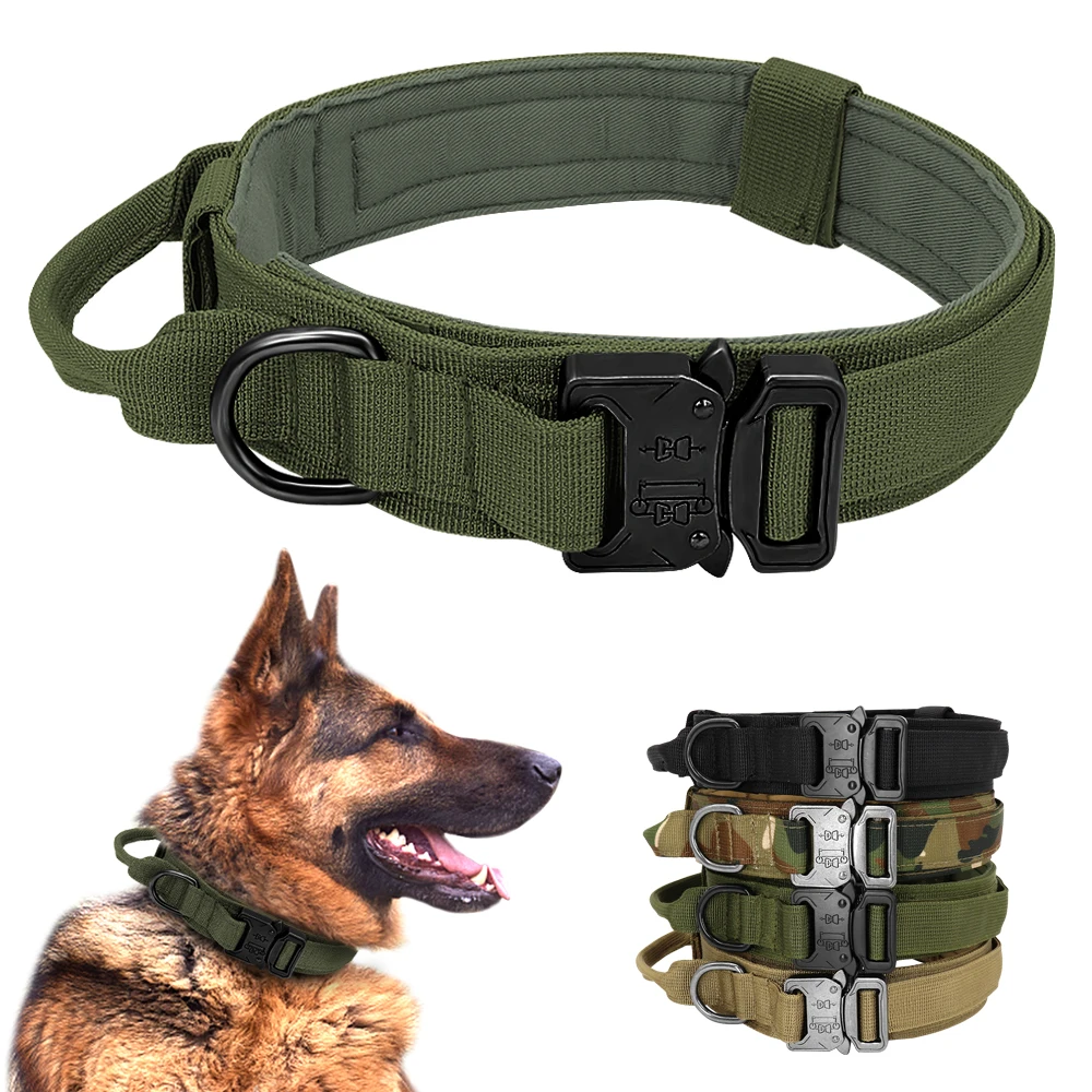 Collar táctico militar para perro, alemán Shepard, Collar mediano de perro grande para caminar, entrenamiento, Duarable Collar de perro, mango de Control