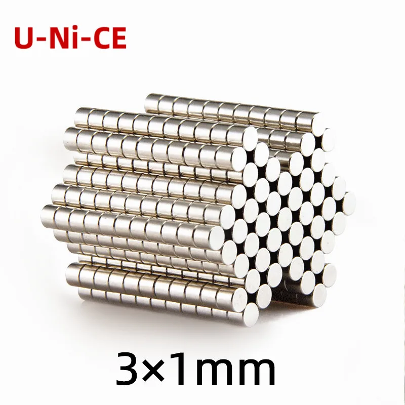 

u-ni-ce 100/200/500/1000 pcs 3x1 mm N35 Round Strong Magnets High Magnetic Neodymium Magnetic Rare Earth 3*1