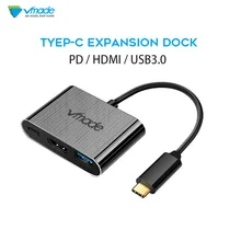 Vmade 3-in-1 USB to Type C Hub to HDMI Adapter USB-C Hub Dock with Type-C Power Delivery for MacBook Pro/Air 2018