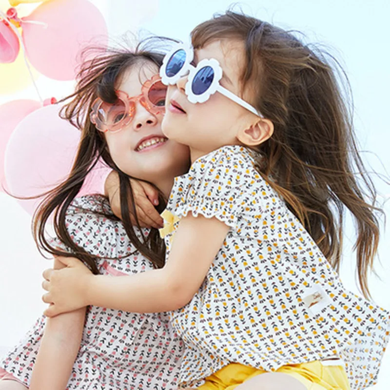 Детские милые Солнцезащитные очки детские солнцезащитные очки с цветочным рисунком солнцезащитные очки Meng Bao Модные солнцезащитные очки