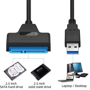 

USB 3.0 SATA Cable Support 2.5 Inches External HDD SSD Hard Drive 22 Pin Sata III Cable Sata to USB 3.0 Adapter Computer PC