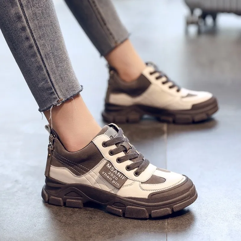 

Comfortable PU Ladies Platform Wear-resisting Casual Shoes Zapatillas Mujer Spring New Style Fashion Female Sneakers K15-16