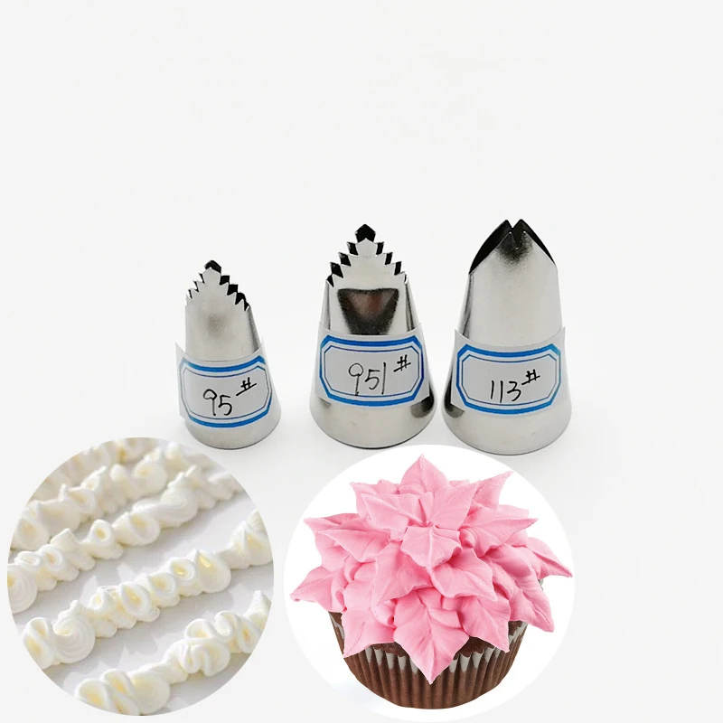 

3pcs #95#951#113 Leaves Nozzles Icing Piping Nozzles For Decorating Cakes Cupcake Pastry Tips Cake Decorating Tools Cream Nozzle