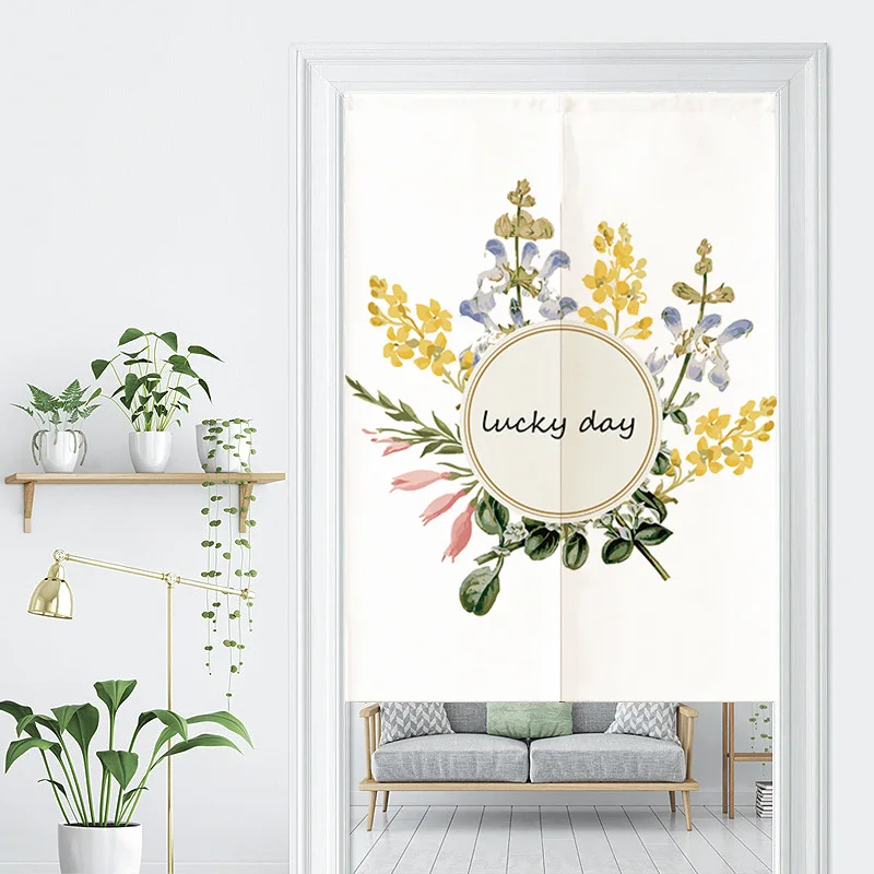 

Nordic Green Plant Door Curtain Kitchen Living Room Bedroom Fitting Room Porch Partition Half Curtain Feng Shui Curtain Noren