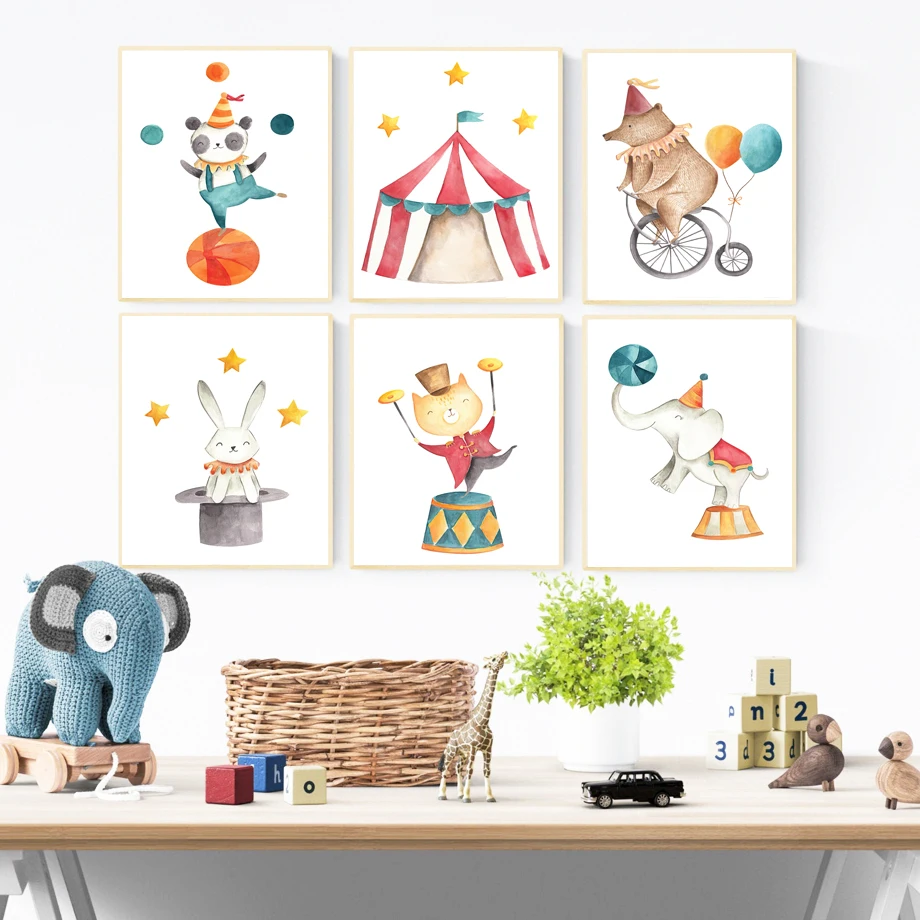 Circus-Animal-Bear-Rabbit-Panda-Show-Wall-Art-Canvas-Painting-Nordic-Posters-And-Prints-Wall-Pictures (2)